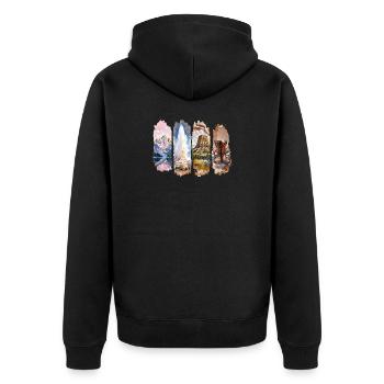 Wyoming Travel – Yellowstone & Wild West - Unisex Premium Bio Zip Hoodie - Schwarz - Hinten - Nico (187cm)