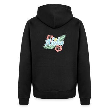Aloha-tropische Sommerblumen - Unisex Premium Bio Zip Hoodie - Schwarz - Hinten - Nico (187cm)
