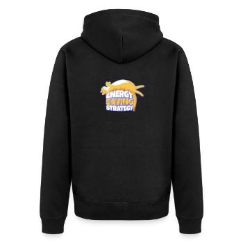 Energiesparstrategie-Maskottchen - Unisex Premium Bio Zip Hoodie - Schwarz - Hinten - Nico (187cm)