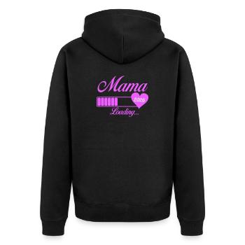 Mama 2026 Loading Herz - Unisex Premium Bio Zip Hoodie - Schwarz - Hinten - Nico (187cm)