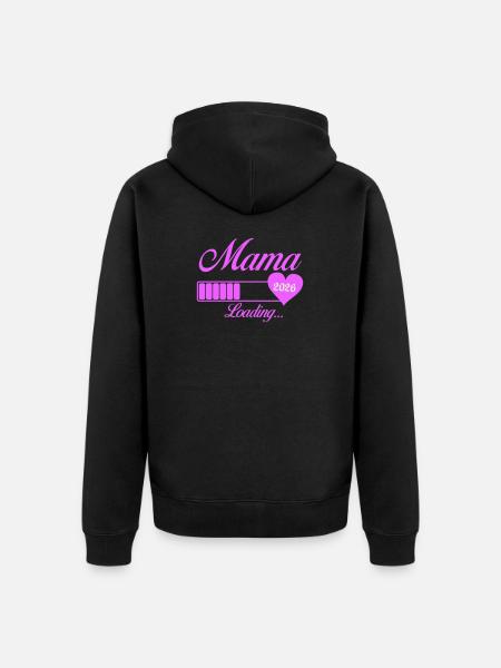 Mama 2026 Loading Herz - Unisex Premium Bio Zip Hoodie - Schwarz