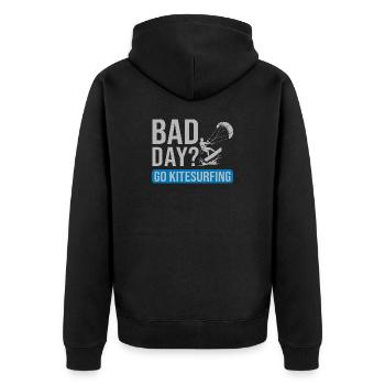 Bad Day? Go Kitesurfing – Kitesurfing T-Shirt für  - Unisex Premium Bio Zip Hoodie - Schwarz - Hinten - Nico (187cm)