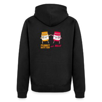 Erdnussbutter - Unisex Premium Bio Zip Hoodie - Schwarz - Hinten - Nico (187cm)