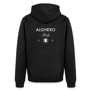 Coordonnées d’Alghero Sardaigne Souvenir de voyage - Veste à capuche bio Premium Unisexe - noir - Dos - Nico (187cm)