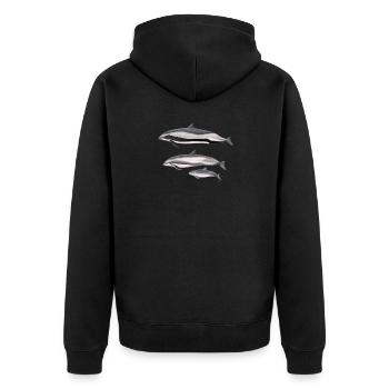 Frasers Delphin - Frasers Dolphin - Dauphin - Unisex Premium Bio Zip Hoodie - Schwarz - Hinten - Nico (187cm)