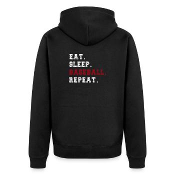 Baseball - Unisex Premium Bio Zip Hoodie - Schwarz - Hinten - Nico (187cm)