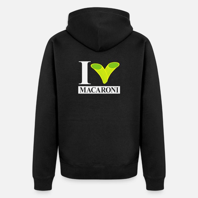 Ich liebe Makkaroni - Unisex Premium Bio Zip Hoodie - Schwarz