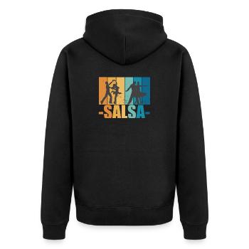 Salsa Vintage Tänzer Retro tanzen Geschenk - Unisex Premium Bio Zip Hoodie - Schwarz - Hinten - Nico (187cm)