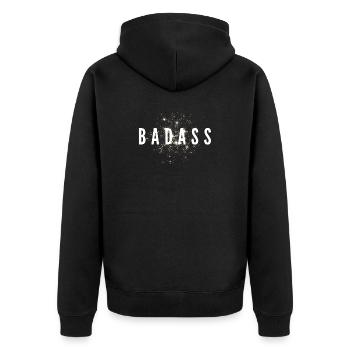 Badass Glitter Stars Mental Strength Statement - Unisex Premium Organic Zip Hoodie - black - Back - Nico (187cm)