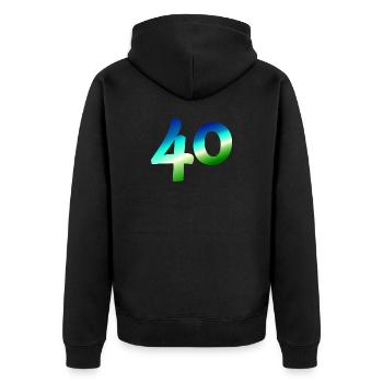tolle apparel, 40 karibischer farbverlauf - Unisex Premium Bio Zip Hoodie - Schwarz - Hinten - Nico (187cm)