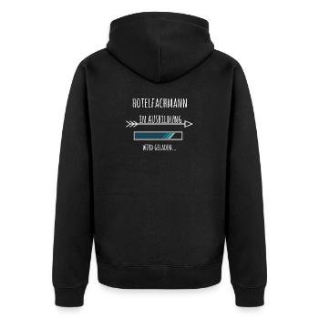 Hotelfachmann Ausbildung Beruf Geschenk - Unisex Premium Bio Zip Hoodie - Schwarz - Hinten - Nico (187cm)