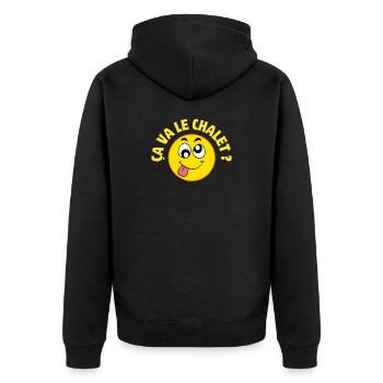 Suisse, Suisse humour, ça va le chalet ? - Veste à capuche bio Premium Unisexe - noir - Dos - Nico (187cm)