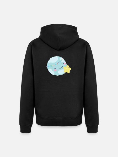 Pastel Planet Hearts - Unisex Premium Organic Zip Hoodie - black