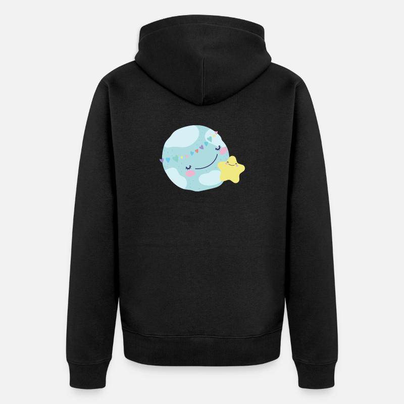 Pastel Planète Coeurs - Veste à capuche bio Premium Unisexe - noir