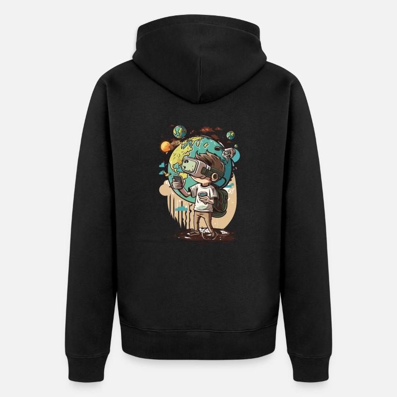 Virtueller Visionär - Unisex Premium Bio Zip Hoodie - Schwarz