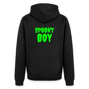 Spooky Boy Halloween Graphic Tee - Unisex Premium Organic Zip Hoodie - black - Back - Nico (187cm)