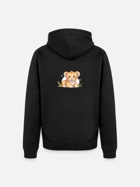 Lion cub with butterflies - Unisex Premium Organic Zip Hoodie - black