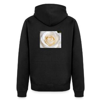 Glatte weiße Rose zum Drucken - Unisex Premium Bio Zip Hoodie - Schwarz - Hinten - Nico (187cm)