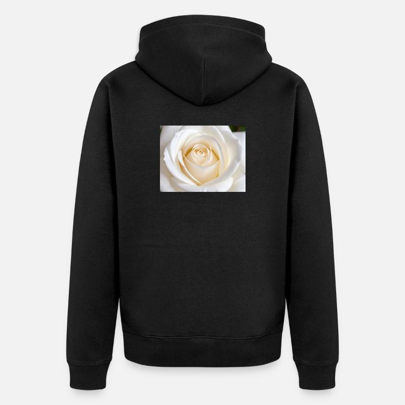 Rose Blanche Épurée pour Impression - Veste à capuche bio Premium Unisexe - noir