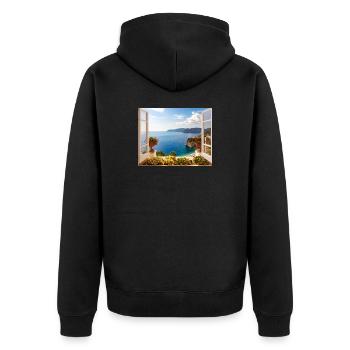 Vue panoramique de la côte méditerranéenne - Veste à capuche bio Premium Unisexe - noir - Dos - Nico (187cm)