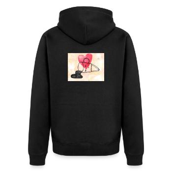 Motif de coeur avec dessin au trait Tasse à café amoureuse - Veste à capuche bio Premium Unisexe - noir - Dos - Nico (187cm)