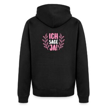 JGA Team Braut Junggesellinnenabschied - Unisex Premium Bio Zip Hoodie - Schwarz - Hinten - Nico (187cm)