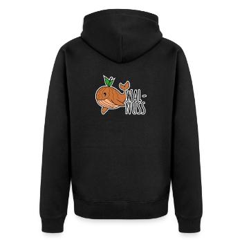 Walnuss - Halb Wal halb Nuss schwimmt lustig herum - Unisex Premium Bio Zip Hoodie - Schwarz - Hinten - Nico (187cm)