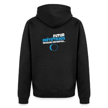 Future dietician – Please wait - Unisex Premium Organic Zip Hoodie - black - Back - Nico (187cm)