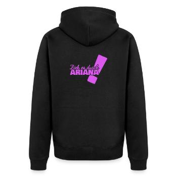 Geschenk für Ariana - Unisex Premium Bio Zip Hoodie - Schwarz - Hinten - Nico (187cm)