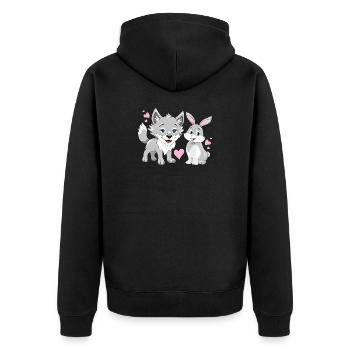 Bébé loup heureux et mignon lapin souriant - Veste à capuche bio Premium Unisexe - noir - Dos - Nico (187cm)