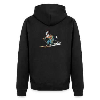 Skiing Dog Winter Sports Funny Slope Hero - Unisex Premium Organic Zip Hoodie - black - Back - Nico (187cm)