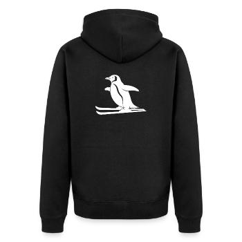 Minimalistischer Pinguin Skifahrer Winter Sport - Unisex Premium Bio Zip Hoodie - Schwarz - Hinten - Nico (187cm)