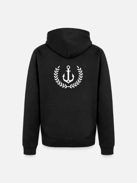 Anker im Lorbeerkranz - Unisex Premium Bio Zip Hoodie - Schwarz