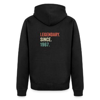 legendär seit 1967 - Unisex Premium Bio Zip Hoodie - Schwarz - Hinten - Nico (187cm)