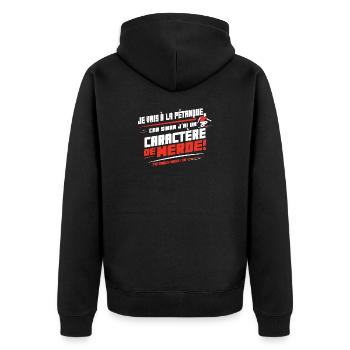 Ich werde Fußball spielen, sonst ein beschissener Charakter - Unisex Premium Bio Zip Hoodie - Schwarz - Hinten - Nico (187cm)
