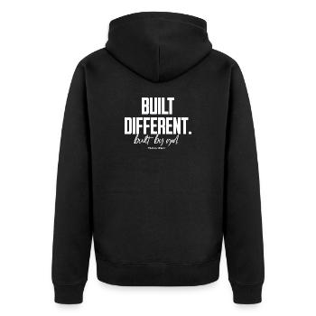 Built Different Built By God Psalm 139:14 - Unisex Premium Organic Zip Hoodie - black - Back - Nico (187cm)