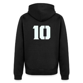 10- - Unisex Premium Organic Zip Hoodie - black - Back - Nico (187cm)