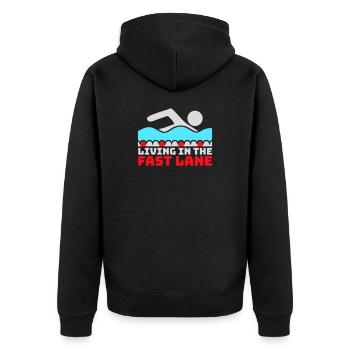 Life In The Fast Lane Float Funny Pool Saying - Unisex Premium Organic Zip Hoodie - black - Back - Nico (187cm)