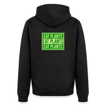 Eat Plants Funny Vegan Vegetarian Statement Logo - Unisex Premium Organic Zip Hoodie - black - Back - Nico (187cm)