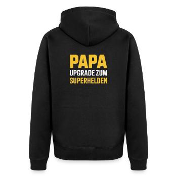 Papa Level Experte Gamer Spruch Zocken Gaming - Unisex Premium Bio Zip Hoodie - Schwarz - Hinten - Nico (187cm)