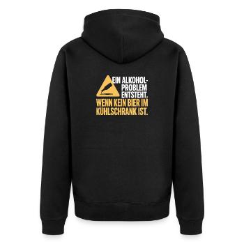 Bier Spruch Alkohol Problem Männerabend JGA Herren - Unisex Premium Bio Zip Hoodie - Schwarz - Hinten - Nico (187cm)