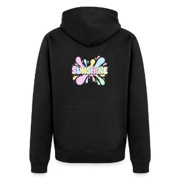 Sunshine Splash - Unisex Premium Bio Zip Hoodie - Schwarz - Hinten - Nico (187cm)