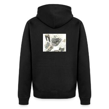 Luftige Stadtarchitektur im Looplayout - Unisex Premium Bio Zip Hoodie - Schwarz - Hinten - Nico (187cm)