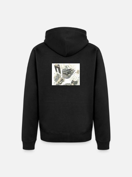 Luftige Stadtarchitektur im Looplayout - Unisex Premium Bio Zip Hoodie - Schwarz