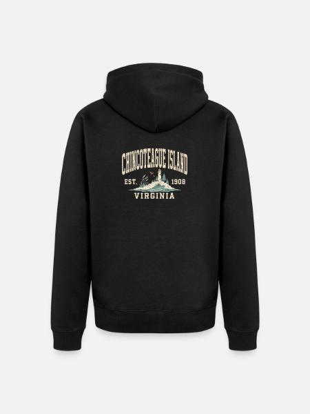 Chincoteague Insel Leuchtturm Retro - Unisex Premium Bio Zip Hoodie - Schwarz