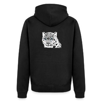 Leopard Katze - Unisex Premium Bio Zip Hoodie - Schwarz - Hinten - Nico (187cm)