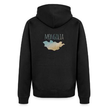 Mongolia - Unisex Premium Organic Zip Hoodie - black - Back - Nico (187cm)