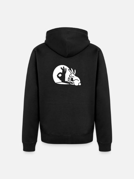 Mano de la sombra del conejo OK signo gesto Bien pico bello - Chaqueta con capucha prémium ecológica unisex - negro