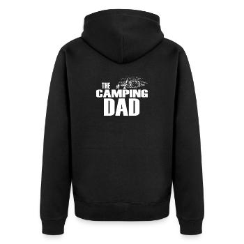 The Camping Dad - Unisex Premium Organic Zip Hoodie - black - Back - Nico (187cm)