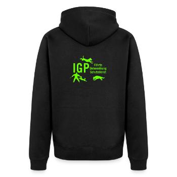 IGP Hundesport - Green - Unisex Premium Bio Zip Hoodie - Schwarz - Hinten - Nico (187cm)